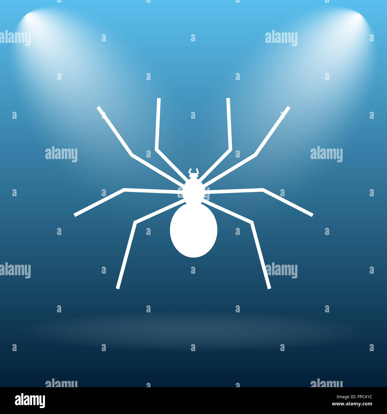 Spider icon. Internet button on blue background Stock Photo - Alamy