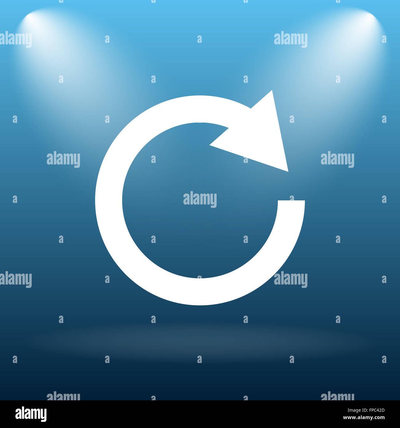 Reload one arrow icon. Internet button on blue background Stock Photo ...
