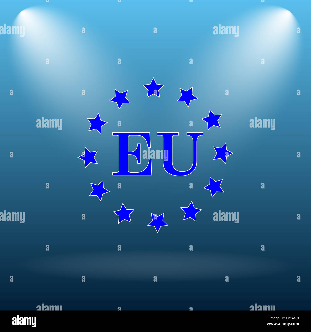 European union icon. Internet button on blue background Stock Photo - Alamy