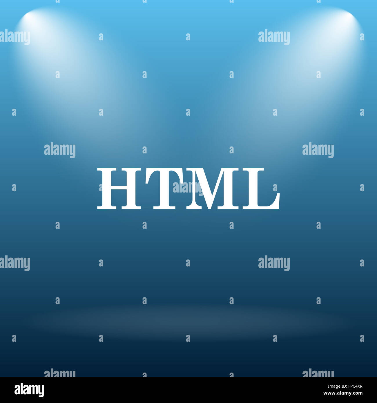 HTML icon. Internet button on blue background Stock Photo - Alamy