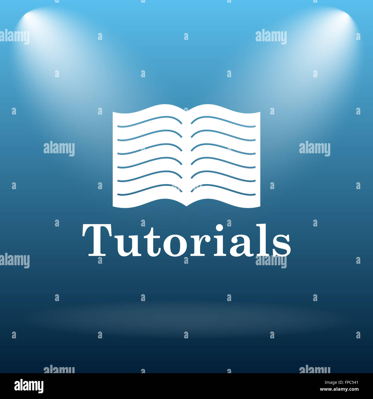 Tutorials icon. Internet button on blue background Stock Photo - Alamy
