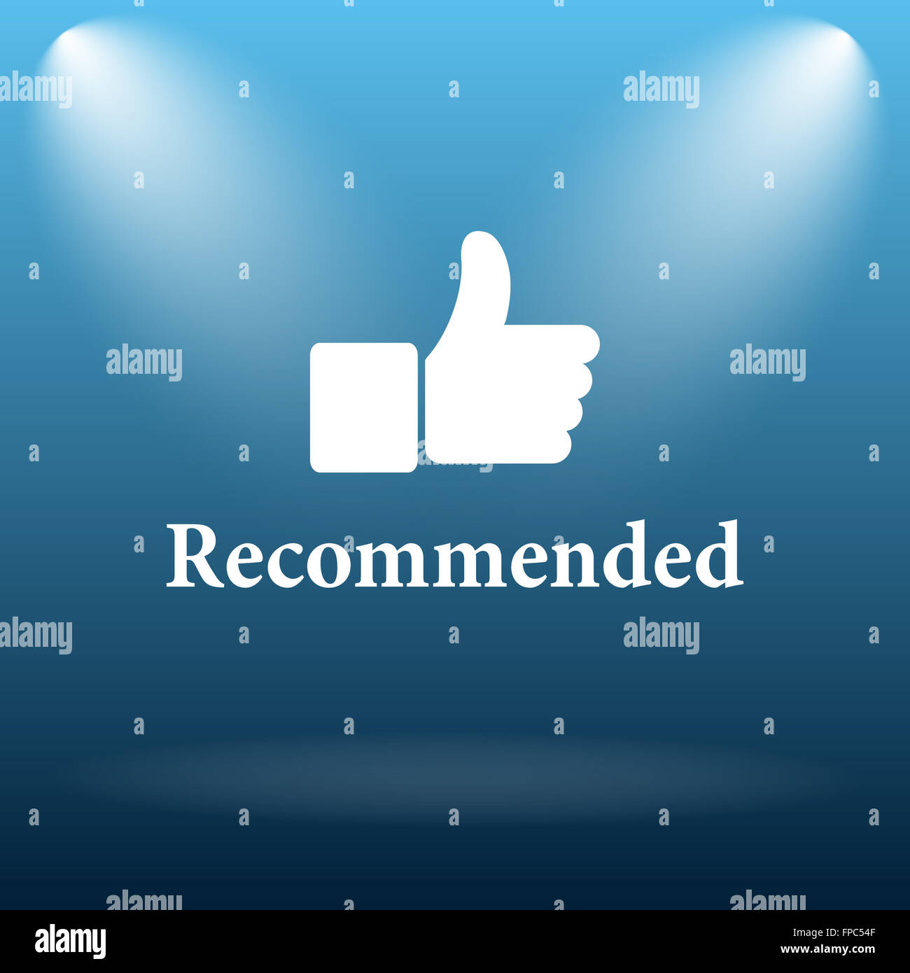 Recommended icon. Internet button on blue background Stock Photo - Alamy