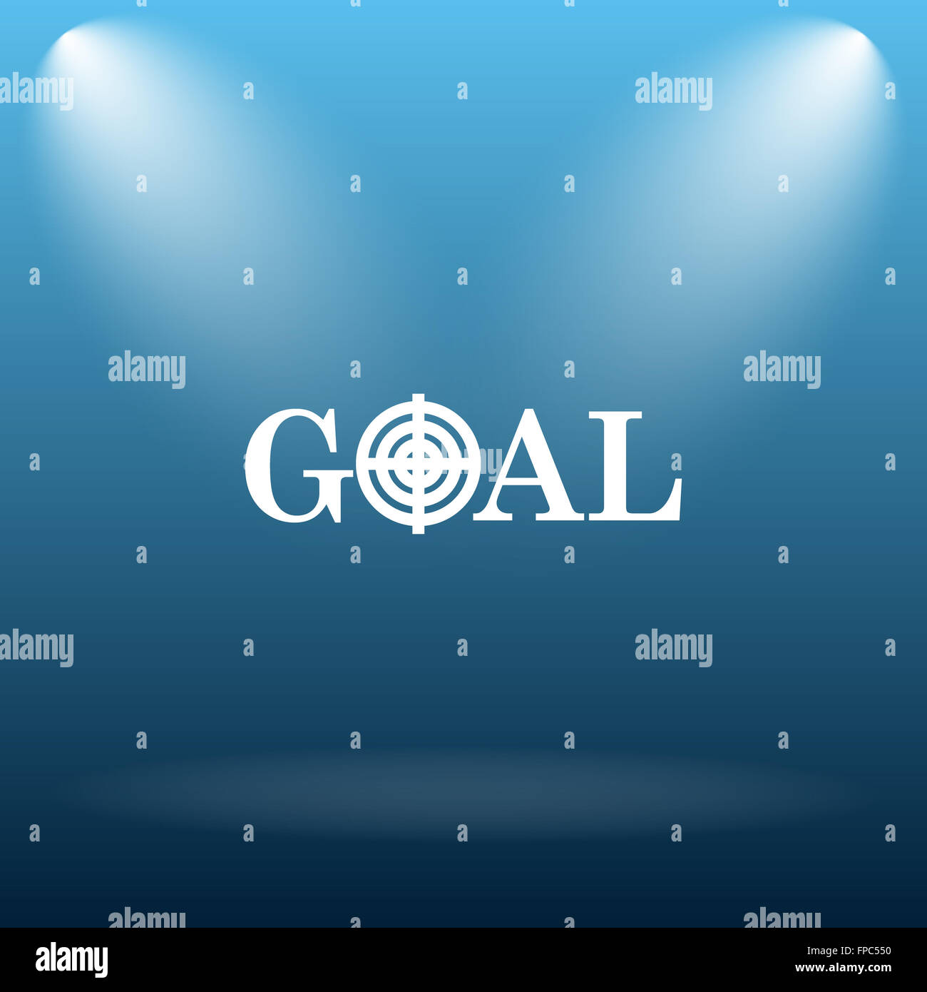 Goal icon. Internet button on blue background Stock Photo - Alamy