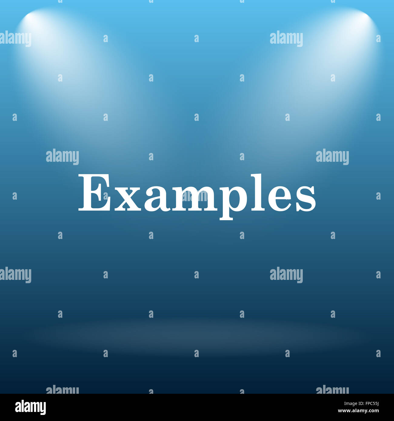 Examples icon. Internet button on blue background Stock Photo - Alamy
