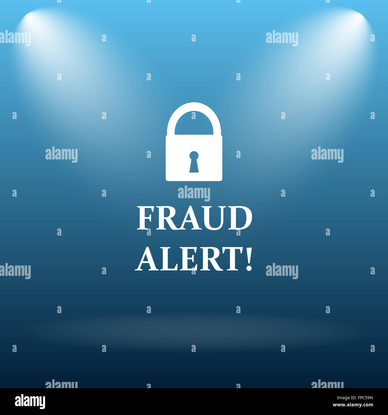 Fraud alert icon. Internet button on blue background Stock Photo - Alamy
