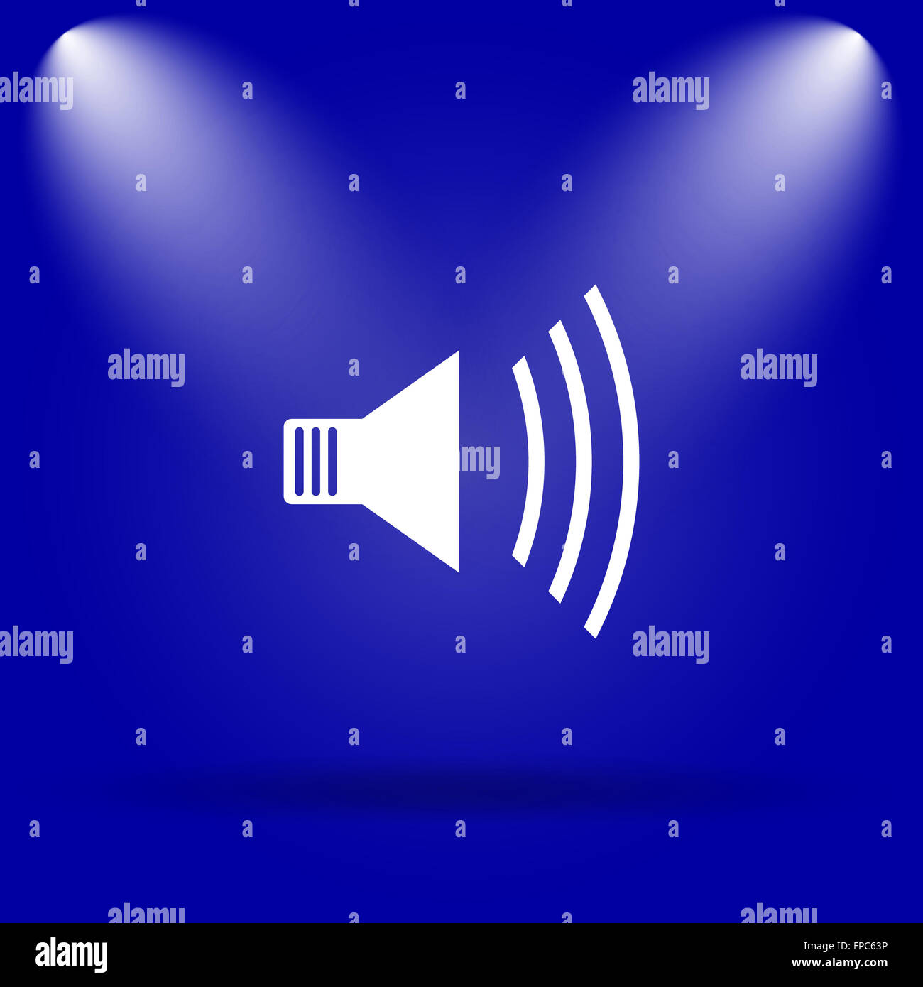 Speaker icon. Flat icon on blue background Stock Photo - Alamy