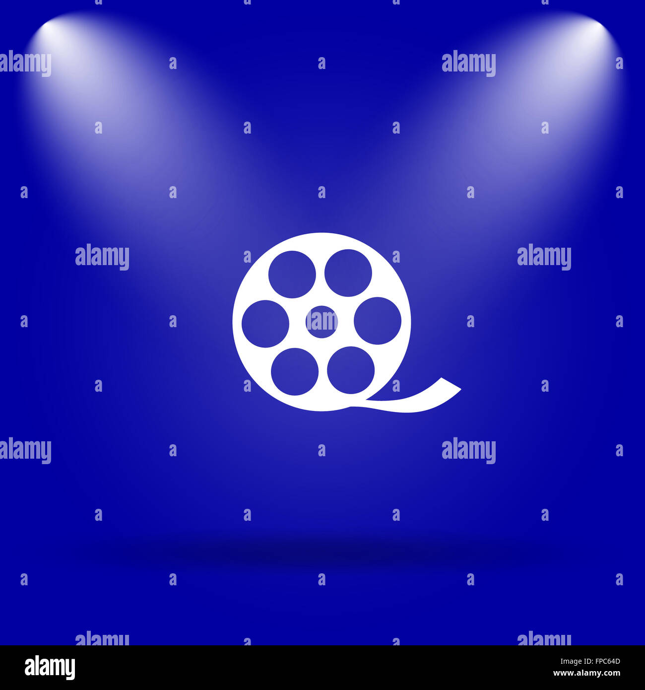 Video icon. Flat icon on blue background Stock Photo - Alamy