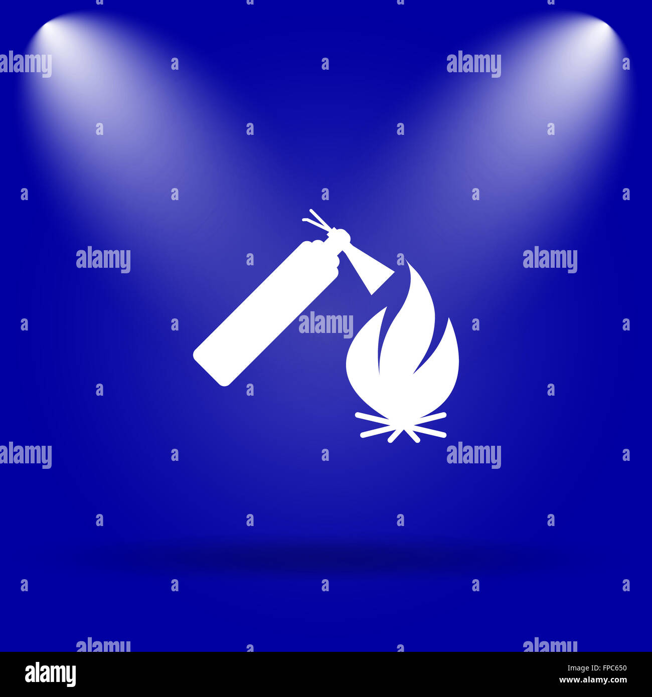 Fire icon. Flat icon on blue background Stock Photo - Alamy