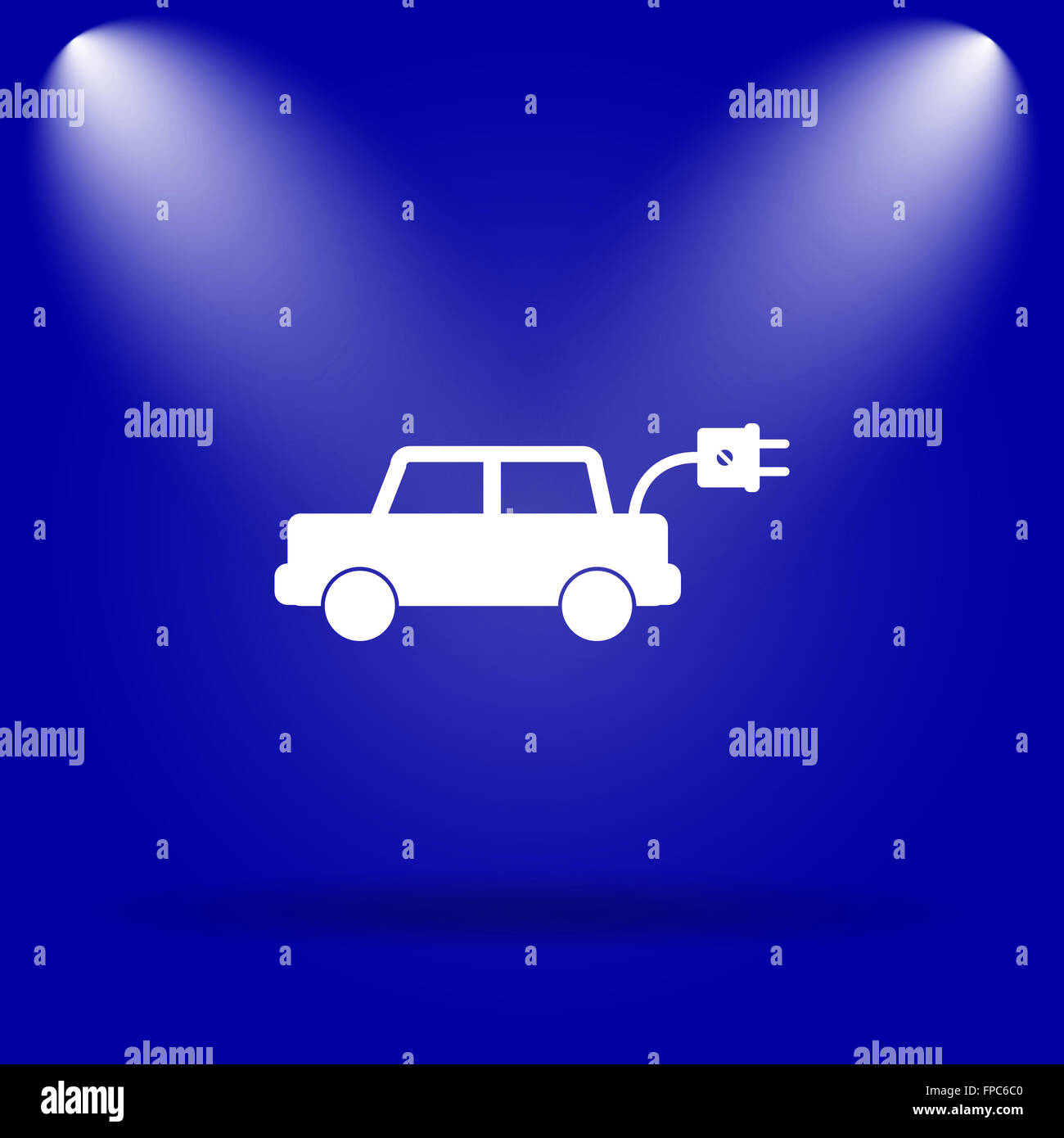 Electric car icon. Flat icon on blue background Stock Photo - Alamy