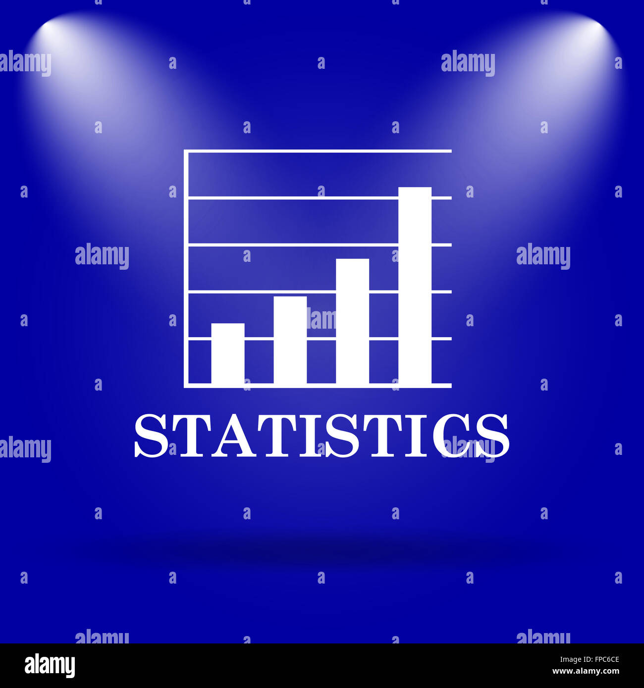 Statistics icon. Flat icon on blue background Stock Photo - Alamy