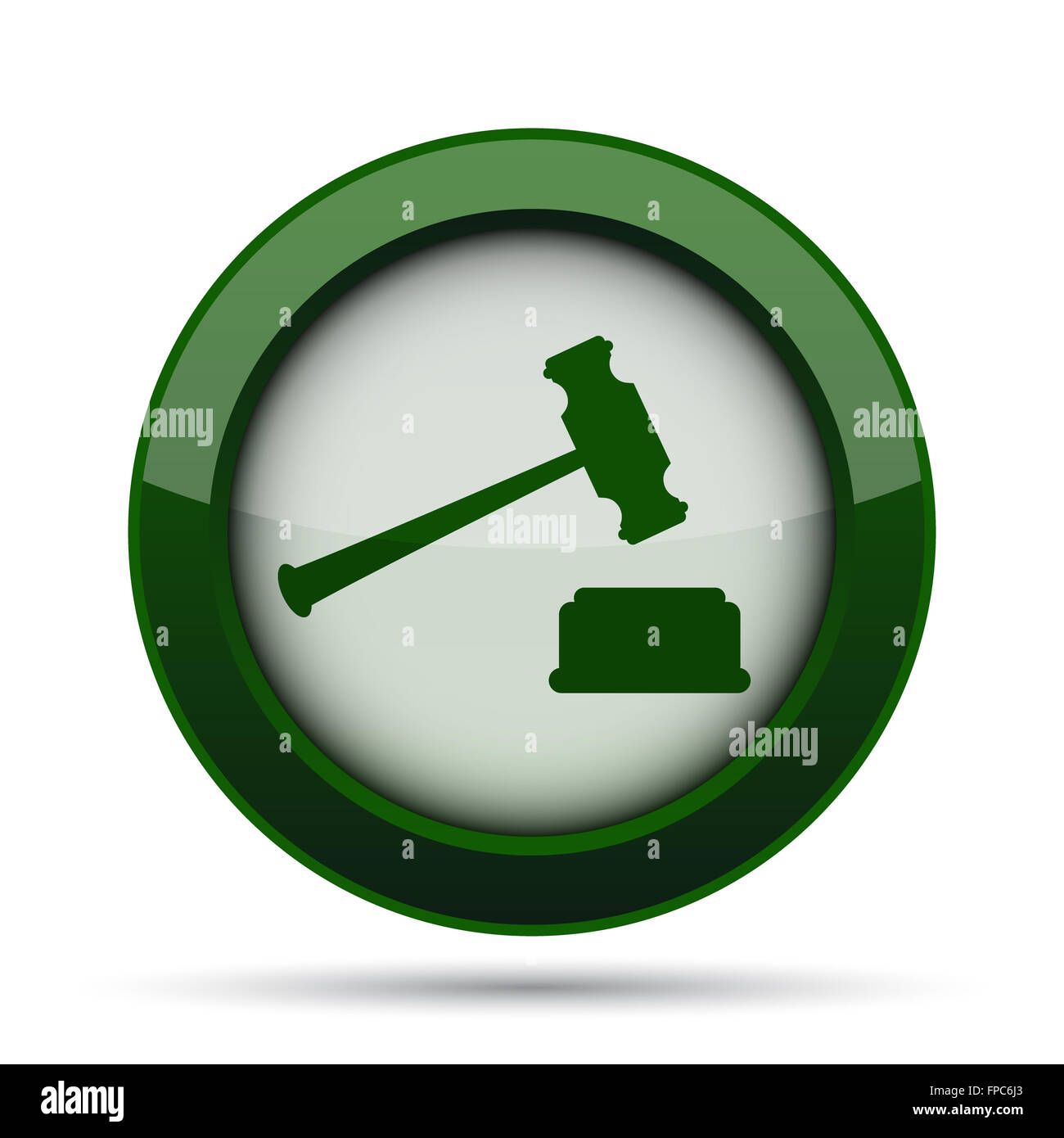 Judge hammer icon. Internet button on white background Stock Photo - Alamy
