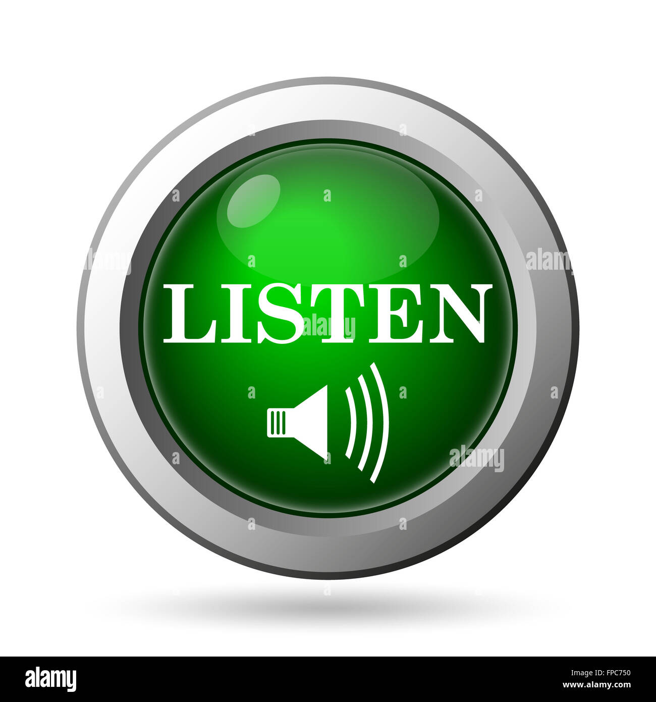 Listen icon. Internet button on white background Stock Photo - Alamy