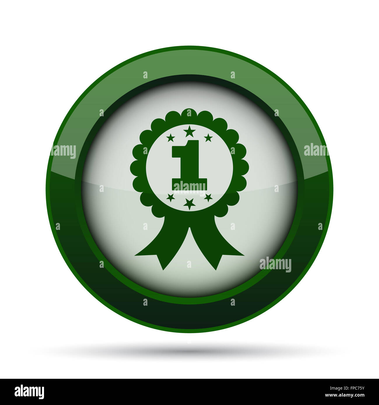 First prize ribbon icon. Internet button on white background Stock ...