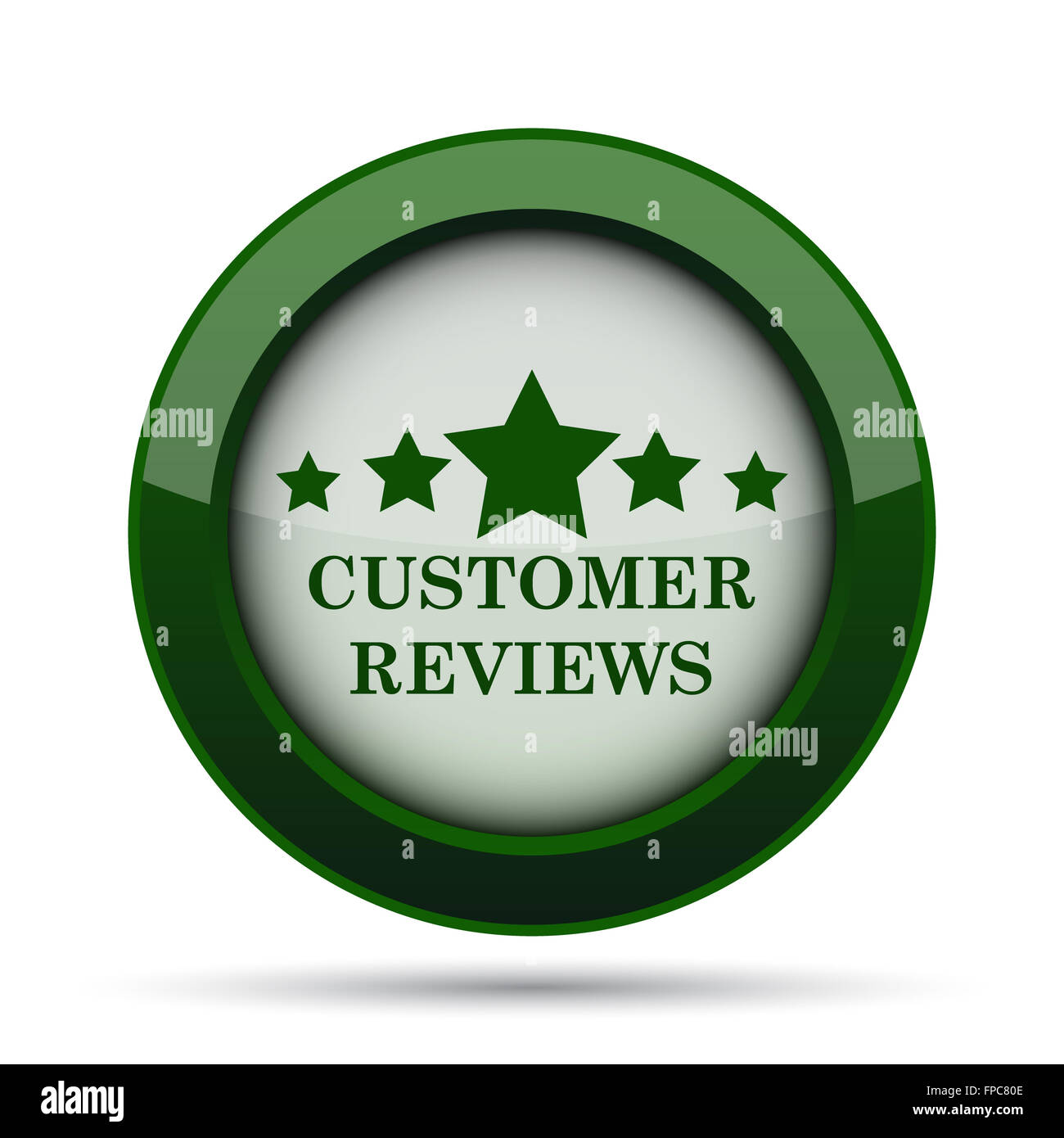 Customer reviews icon. Internet button on white background Stock Photo ...