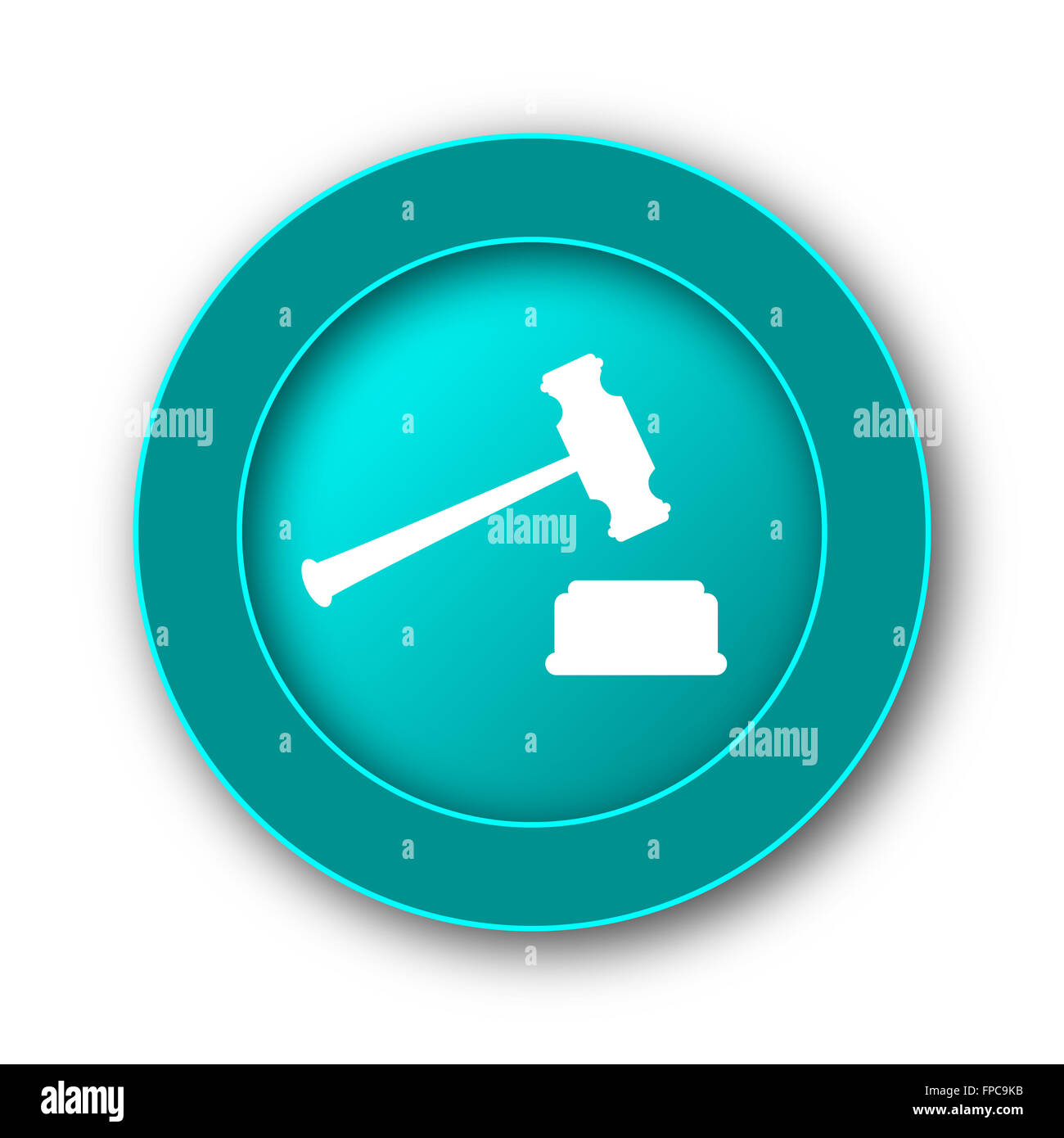 Judge hammer icon. Internet button on white background Stock Photo - Alamy