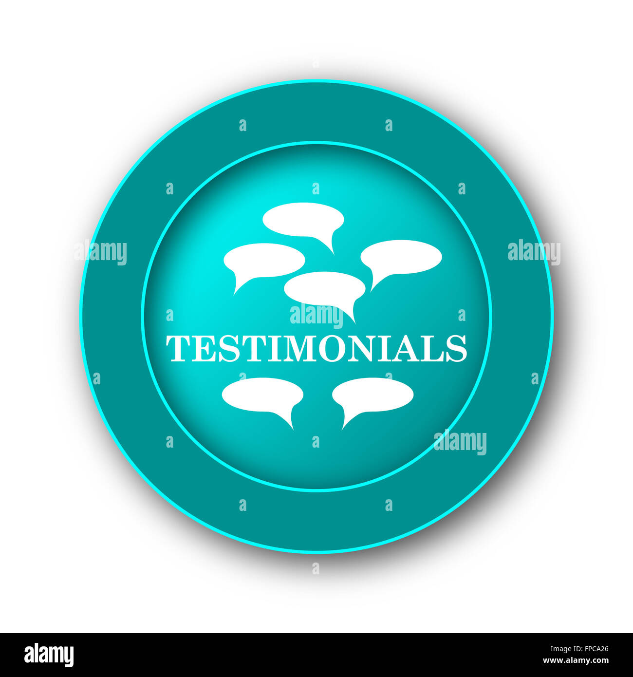 Testimonials icon. Internet button on white background Stock Photo - Alamy