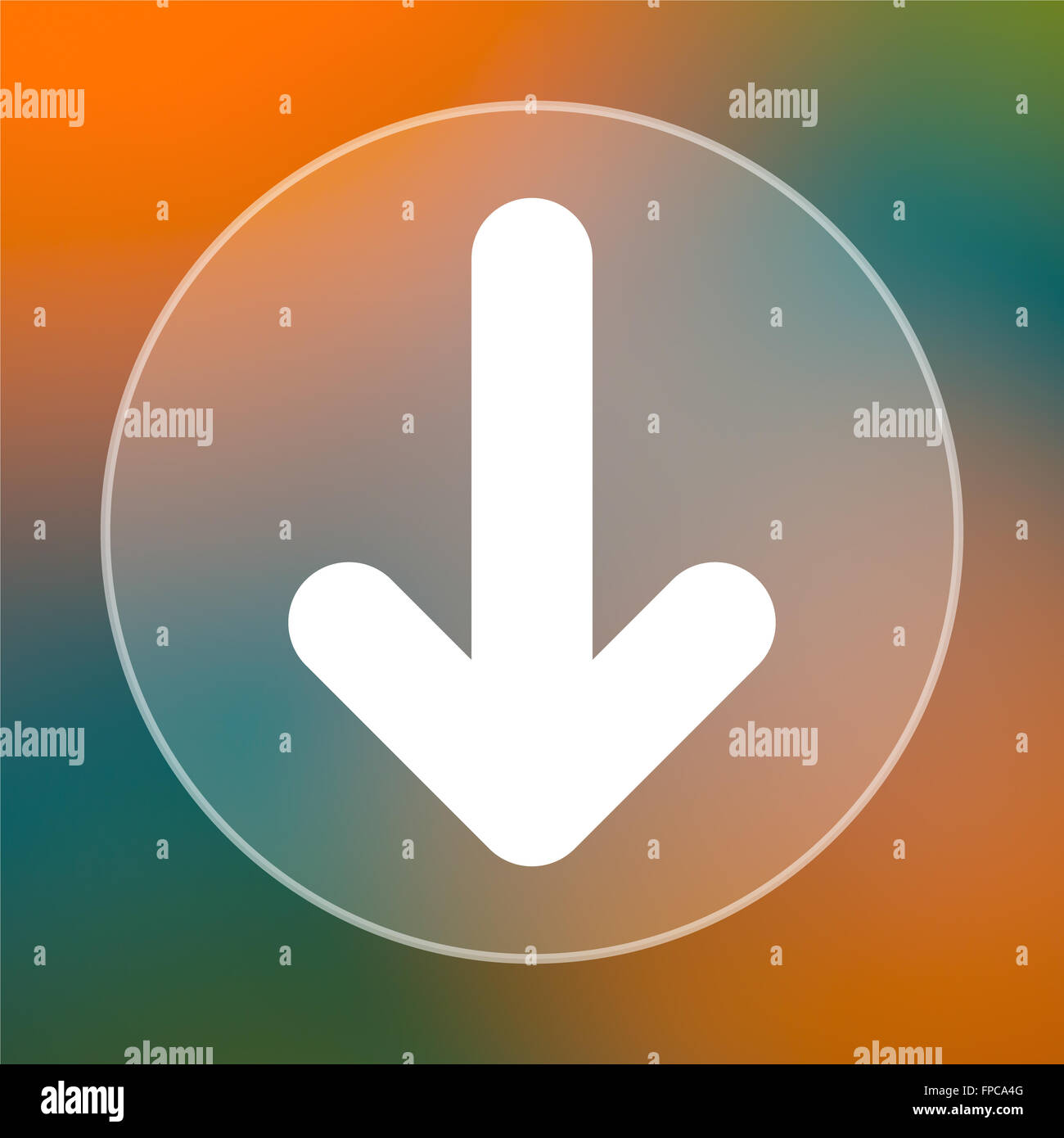 Down arrow icon. Internet button on colored background Stock Photo - Alamy