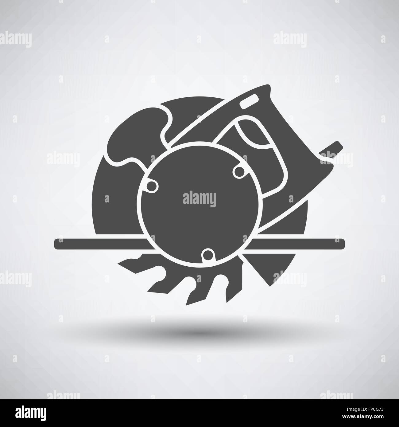 Circular saw icon on gray background with round shadow. Vector ...