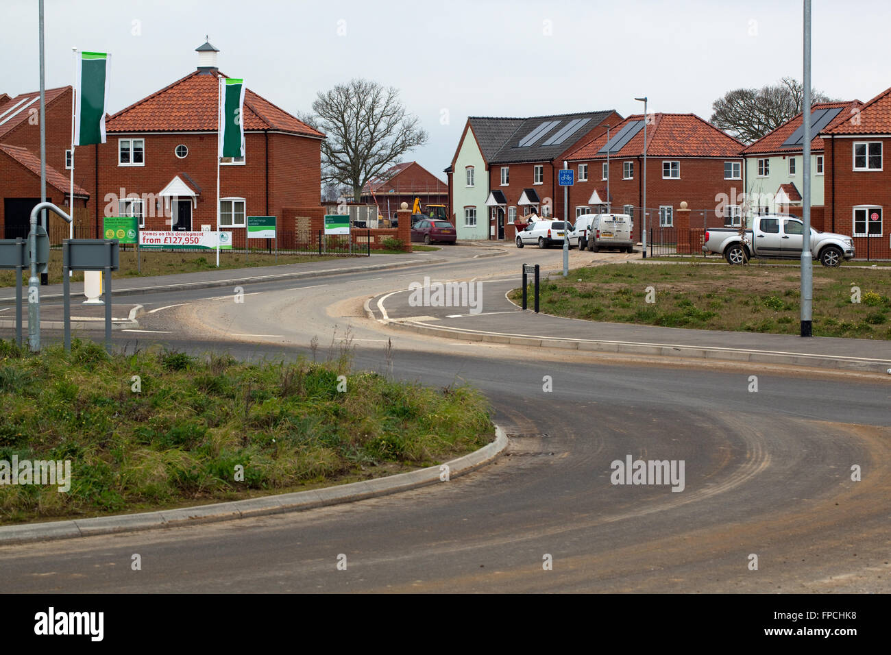 New Housing Development. Hoveton, Wroxham. Broadland. Norfolk. England. UK. Stock Photo