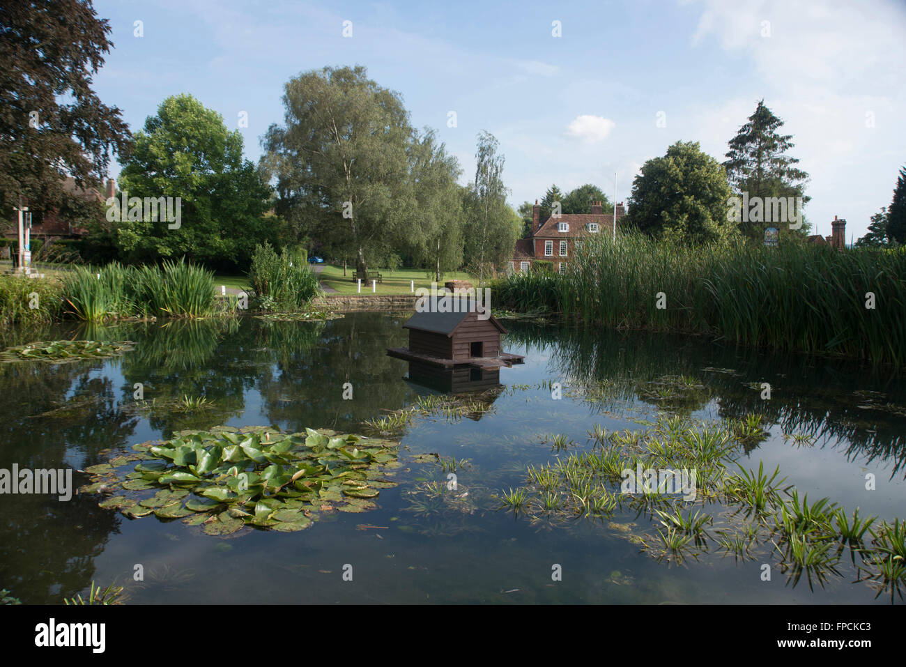 A view of the Grade II listed pond in Otford, Kent. Stock Photo
