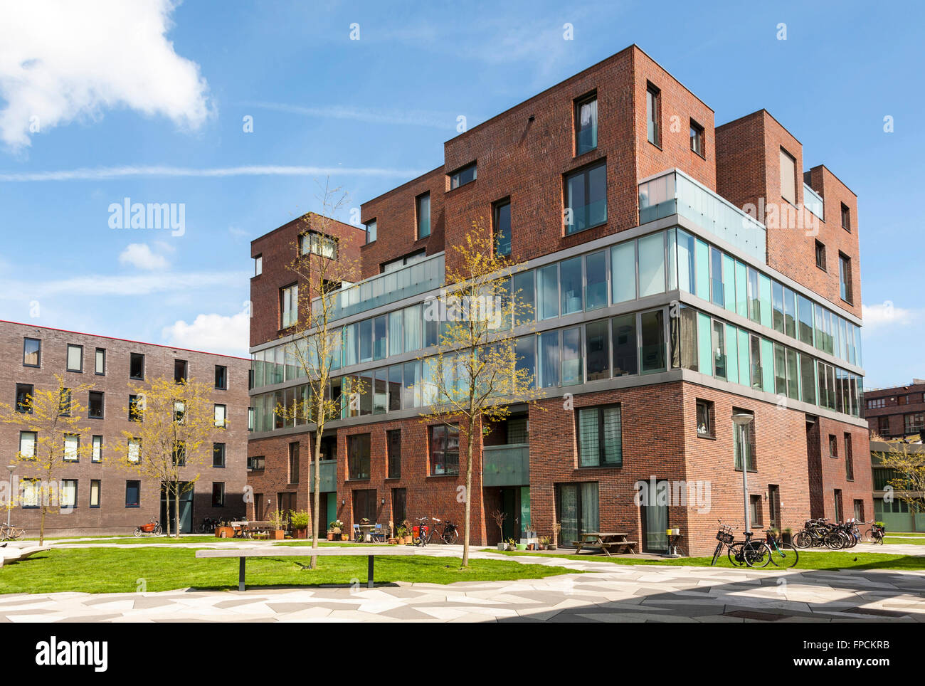 A view of contemporary Dutch housing in the Netherlands. Modern