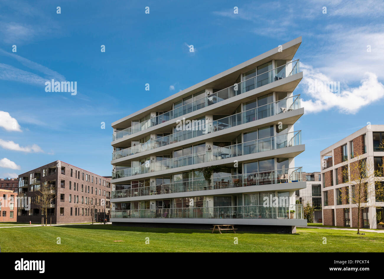 A view of contemporary Dutch housing in the Netherlands. Modern