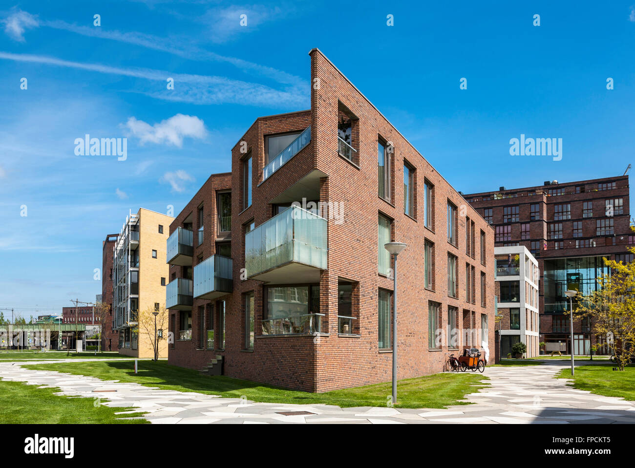 A view of contemporary Dutch housing in the Netherlands. Modern