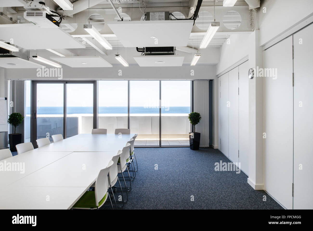 An interior view of an ultra modern building called The Palace Hub, in Redcar, showing the ultra modern style. Stock Photo