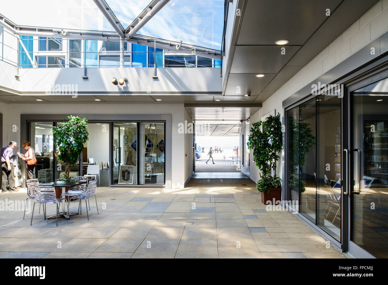 An interior view of an ultra modern building called The Palace Hub, in Redcar, showing the ultra modern style. Stock Photo