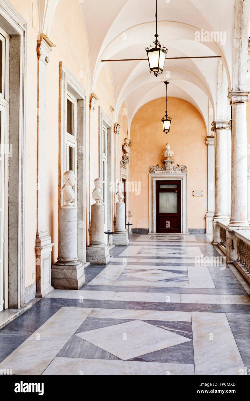 The upper gallery hall in the Palazzo Doria Tursi, Via Garibaldi. Designed by G & D Ponzello. Stock Photo