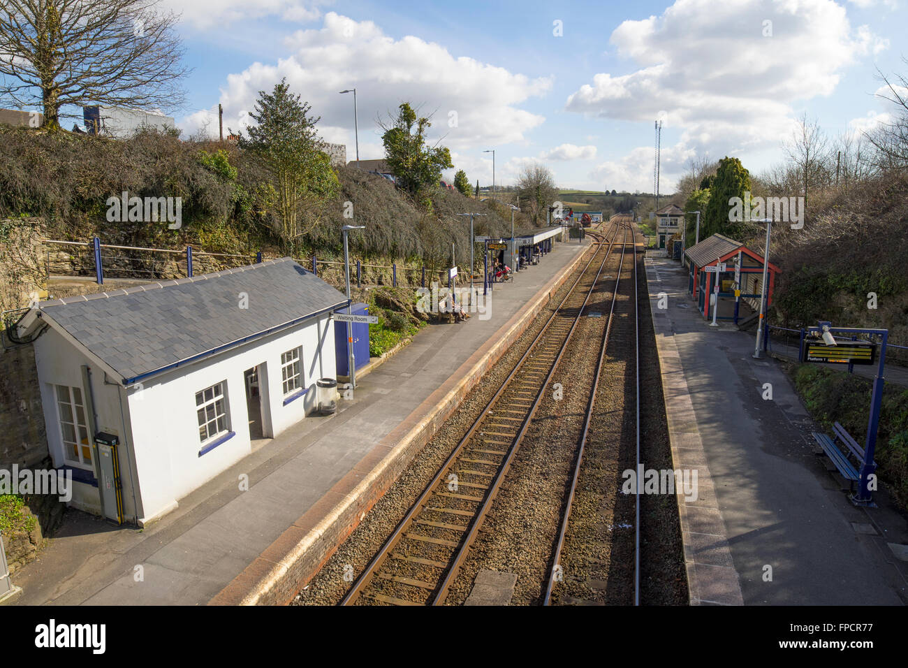Liskeard railway station from above, Cornwall England UK. Stock Photo