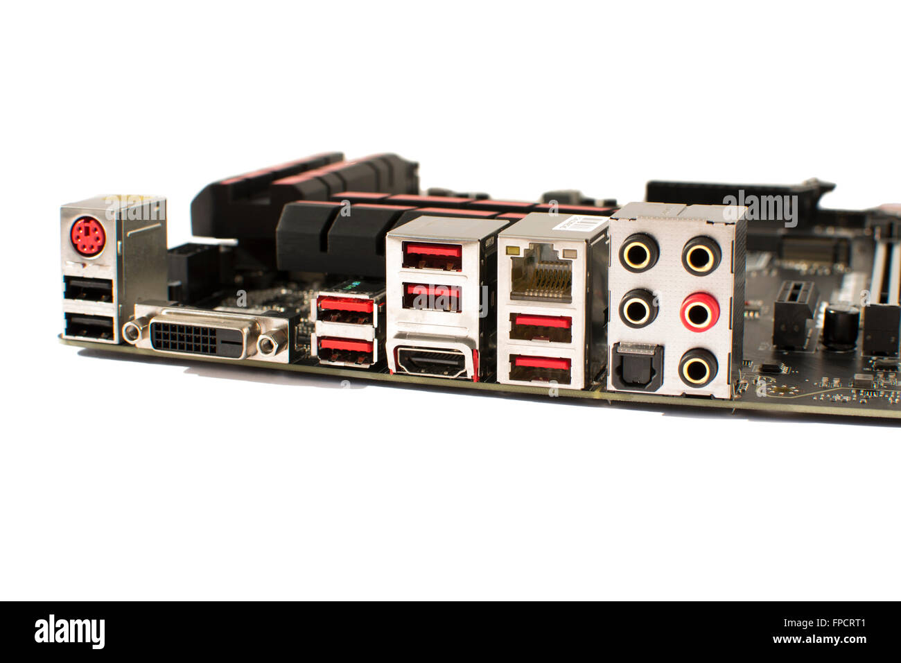 Input Output connections on a computer motherboard Stock Photo - Alamy