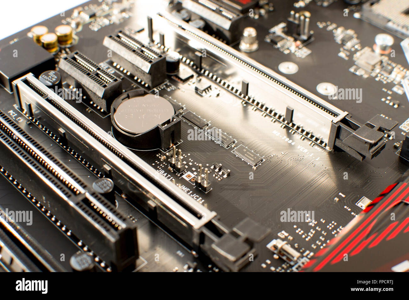 Twin Computer Motherboard GPU Graphic card slots Stock Photo