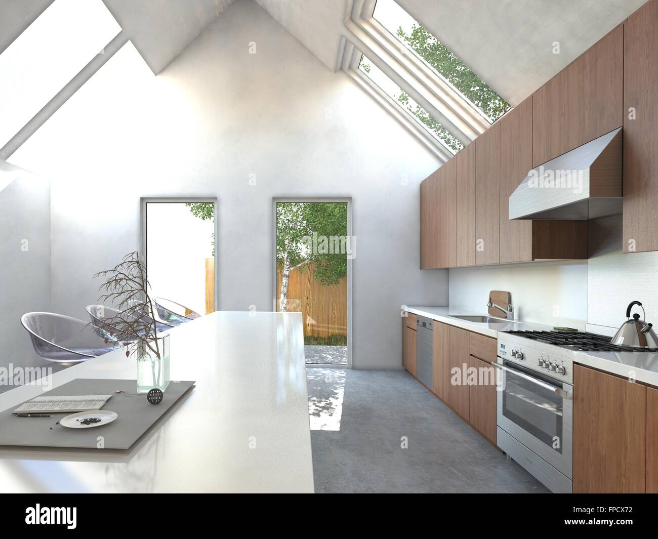 Spacious Open Plan Kitchen With A Bar Counter Modern Modular