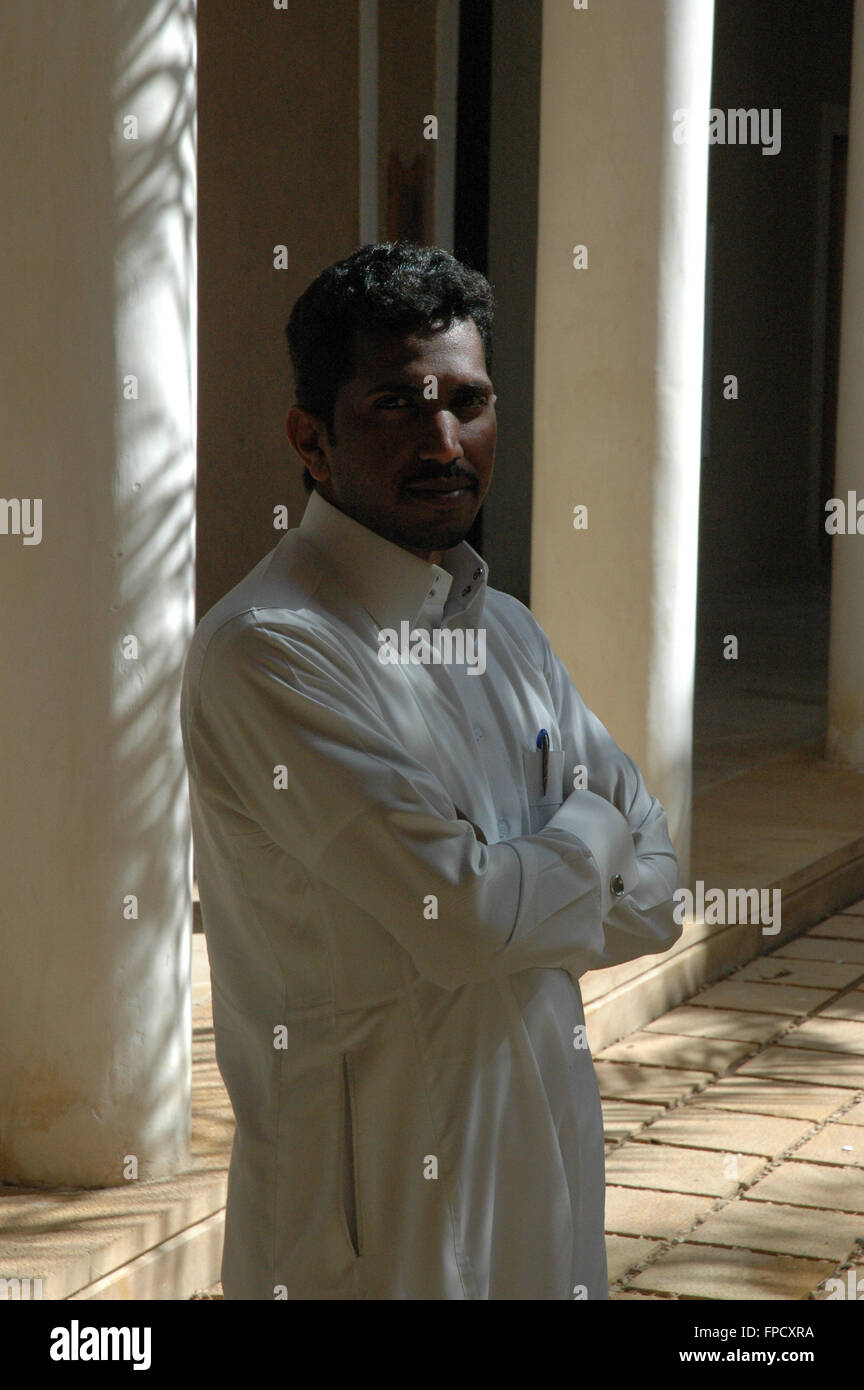 A portrait of a foreign laborer working in Saudi Arabia. Stock Photo