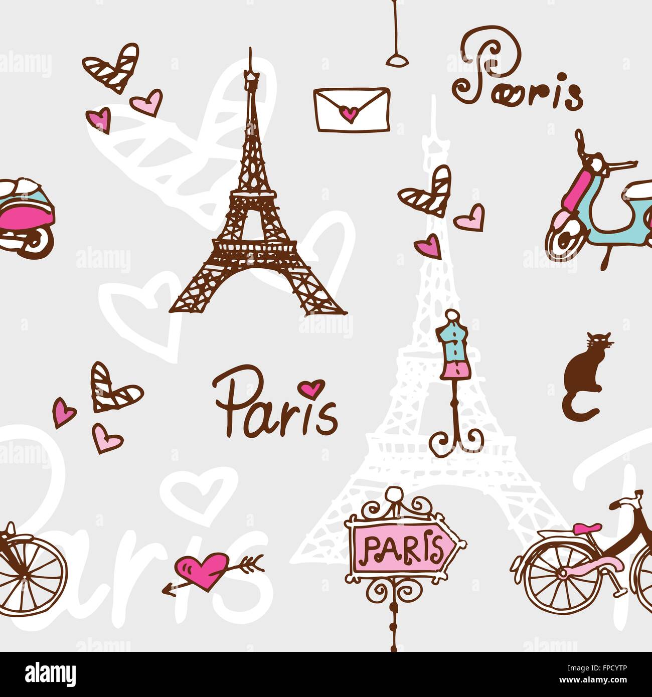Paris seamless pattern background Stock Vector Image & Art - Alamy
