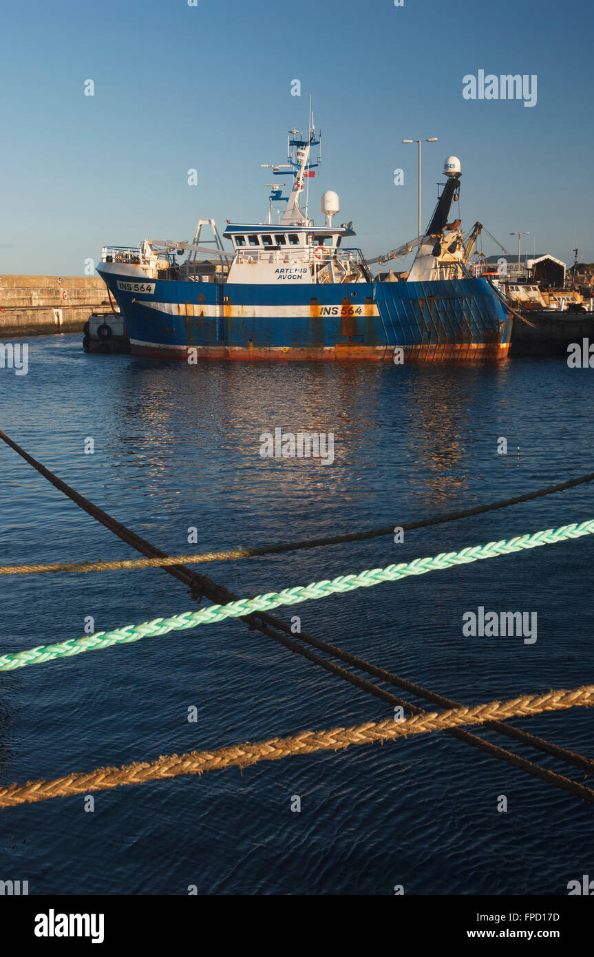 Trawler in Buckie harbour, Moray, Scotland. Stock Photo