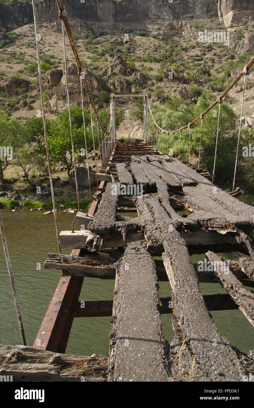 Desolate suspension bridge, Vardzia, Stock Photo Alamy