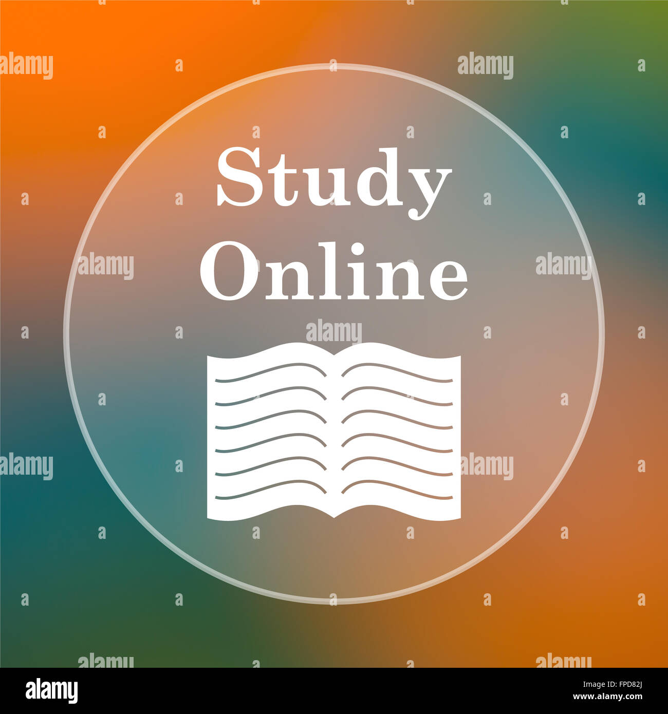 Study online icon. Internet button on colored background Stock Photo ...