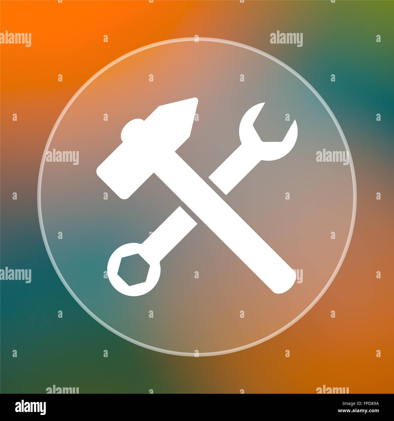 Tools icon. Internet button on colored background Stock Photo - Alamy