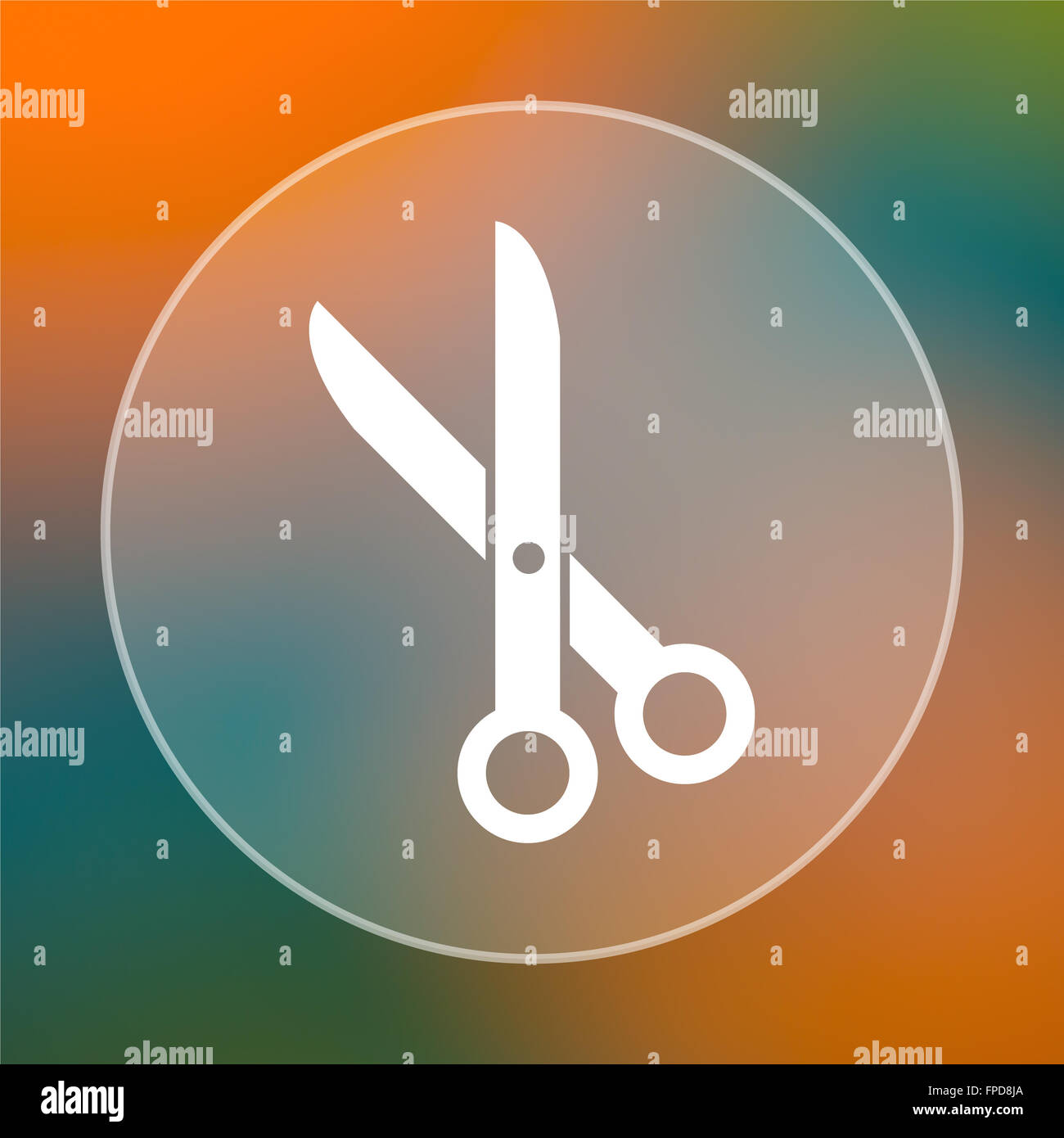 Cut icon. Internet button on colored background Stock Photo - Alamy
