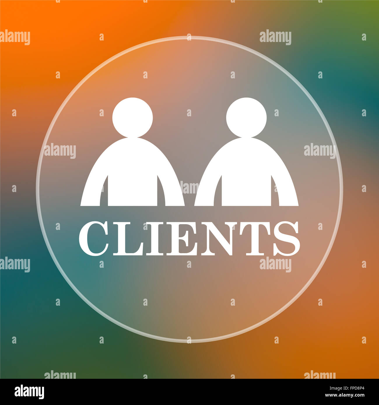 Clients icon. Internet button on colored background Stock Photo - Alamy