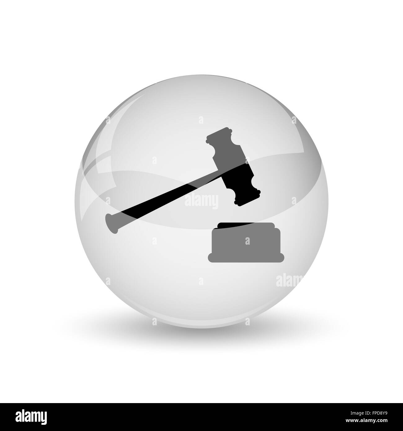 Judge hammer icon. Internet button on white background Stock Photo - Alamy