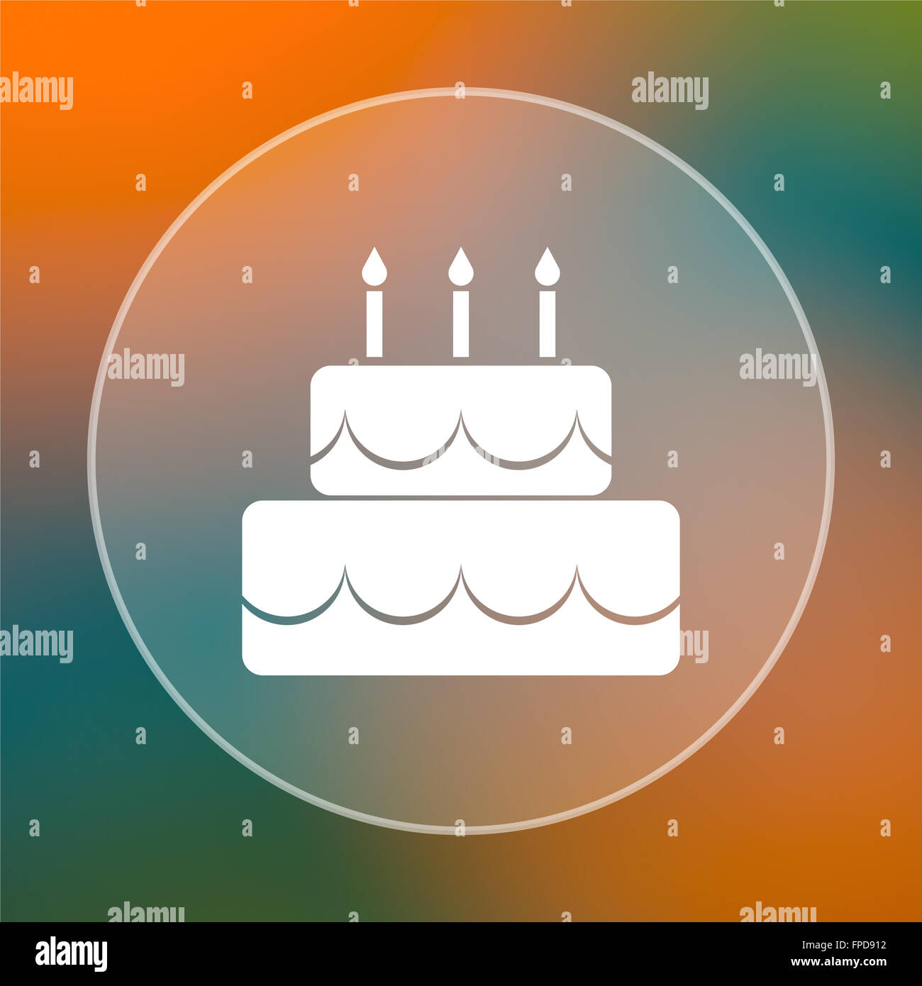Cake icon. Internet button on colored background Stock Photo - Alamy