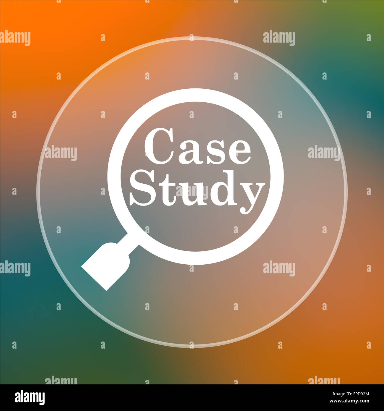Case study icon. Internet button on colored background Stock Photo - Alamy