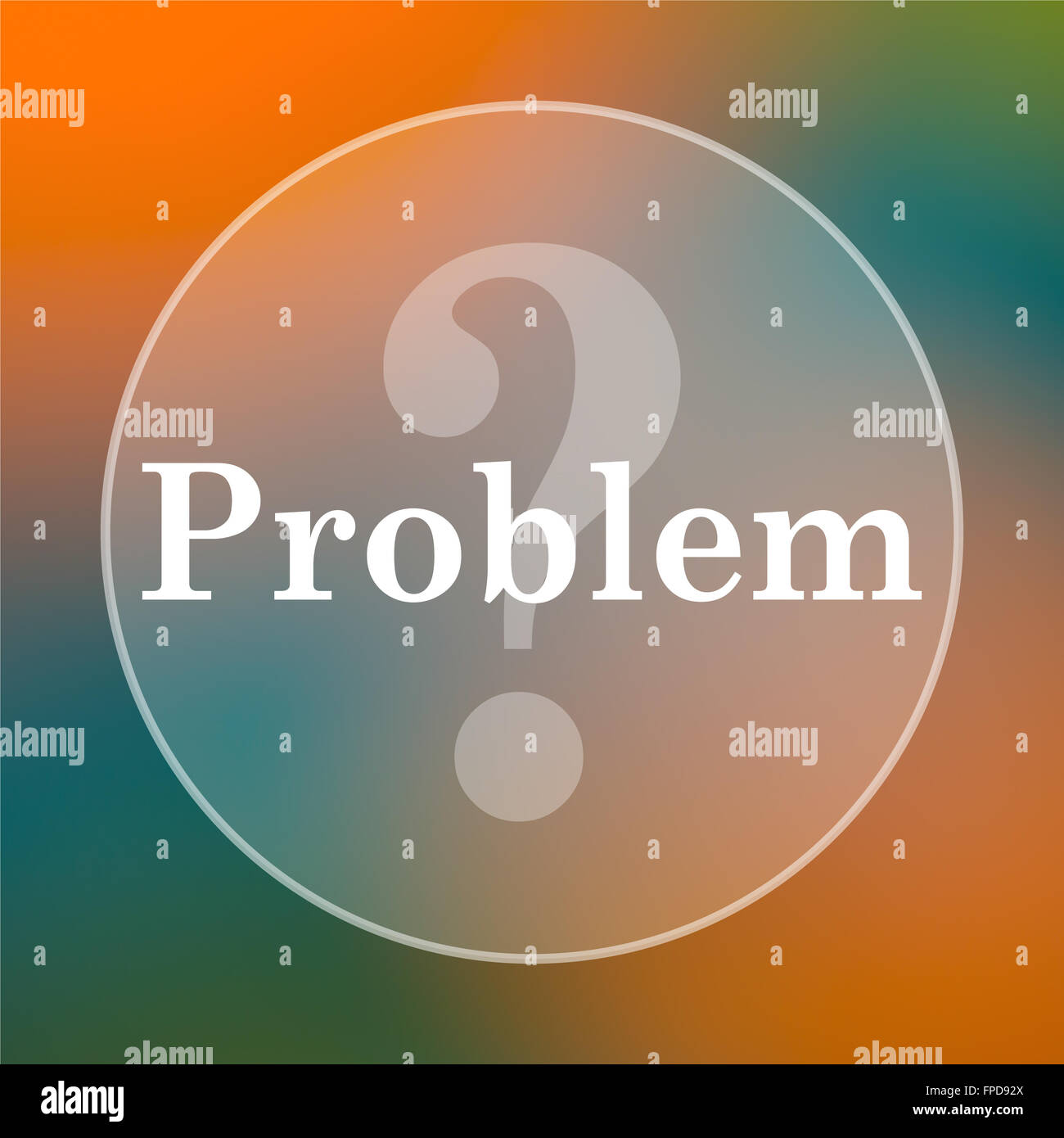 Problem icon. Internet button on colored background Stock Photo - Alamy