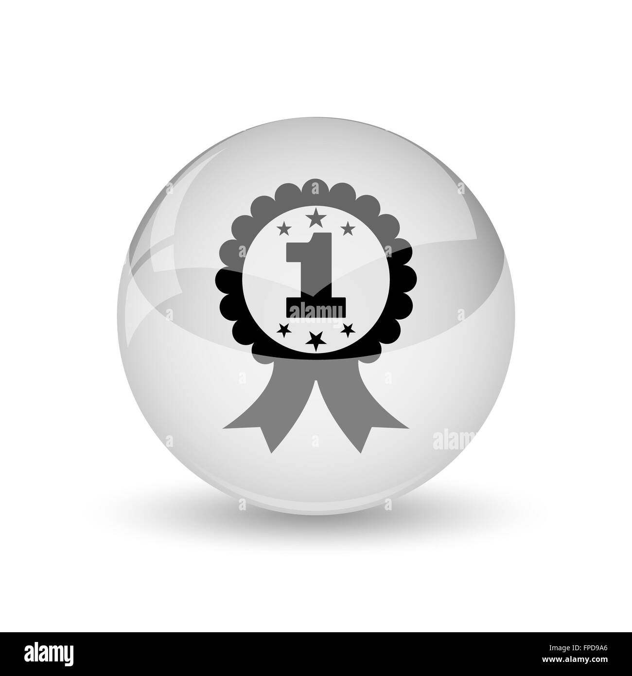 First prize ribbon icon. Internet button on white background Stock ...