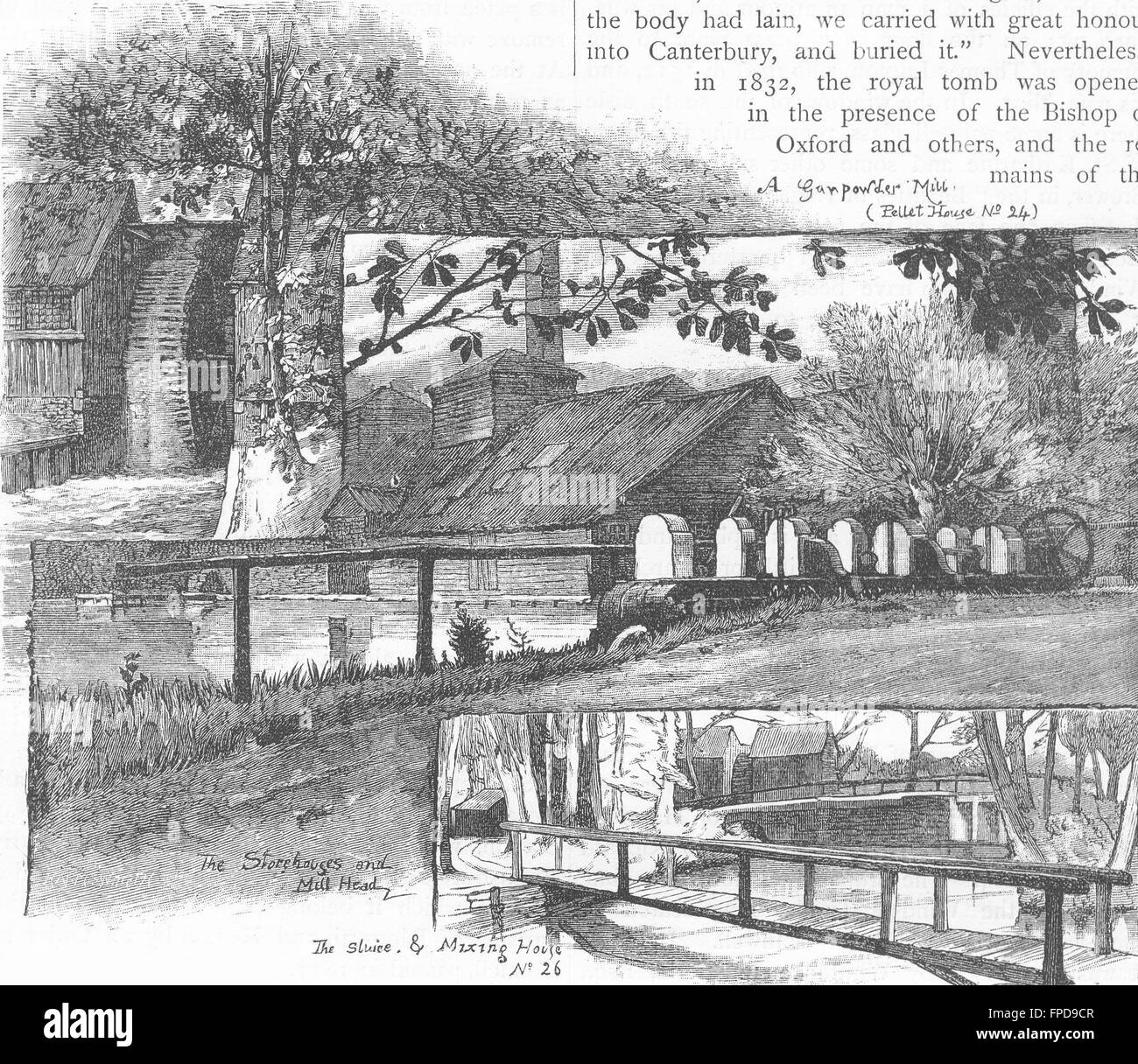 HOUNSLOW The Powder Mills. Pellet House; Gunpowder mill, antique print