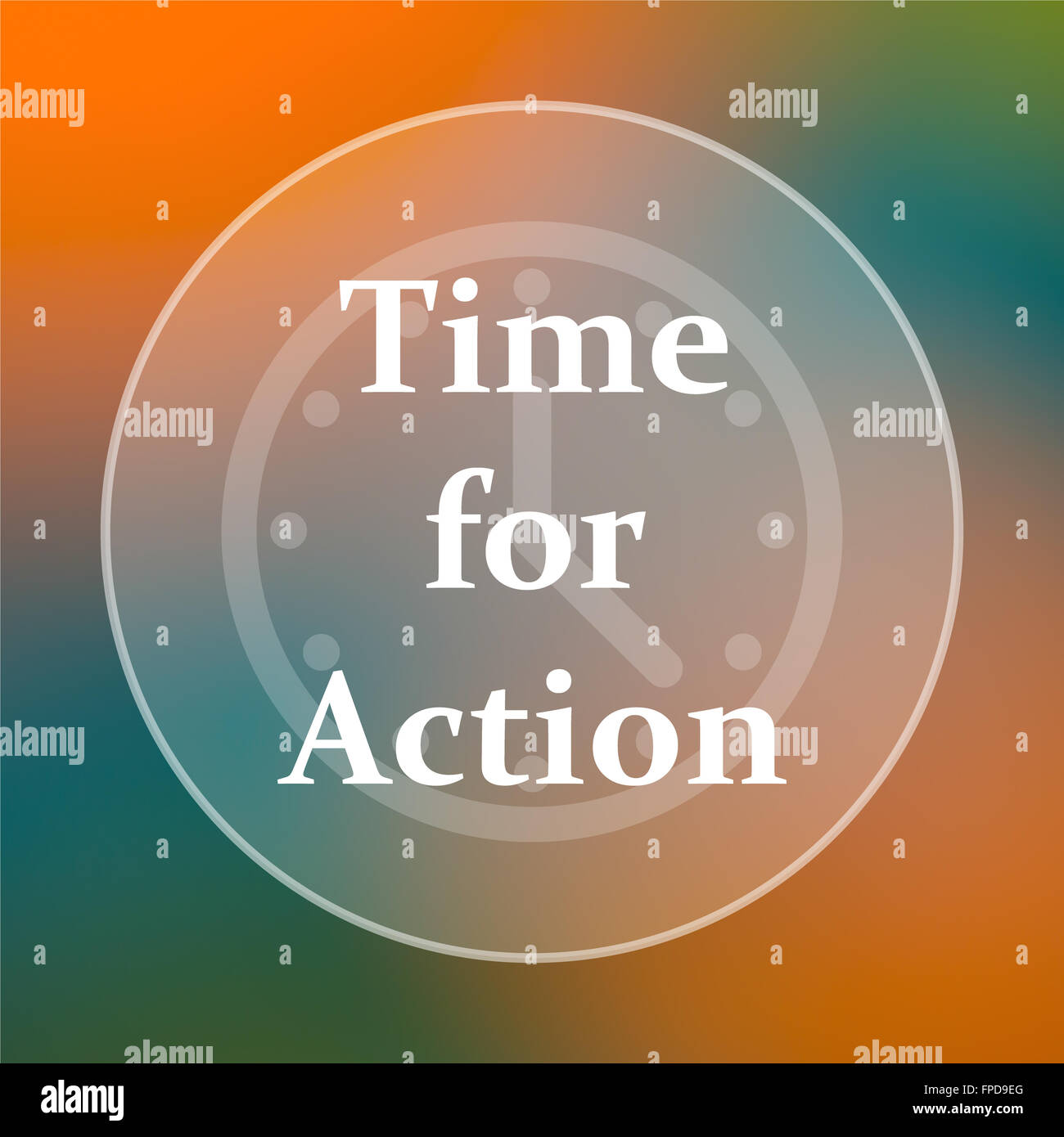 Time for action icon. Internet button on colored background Stock Photo ...