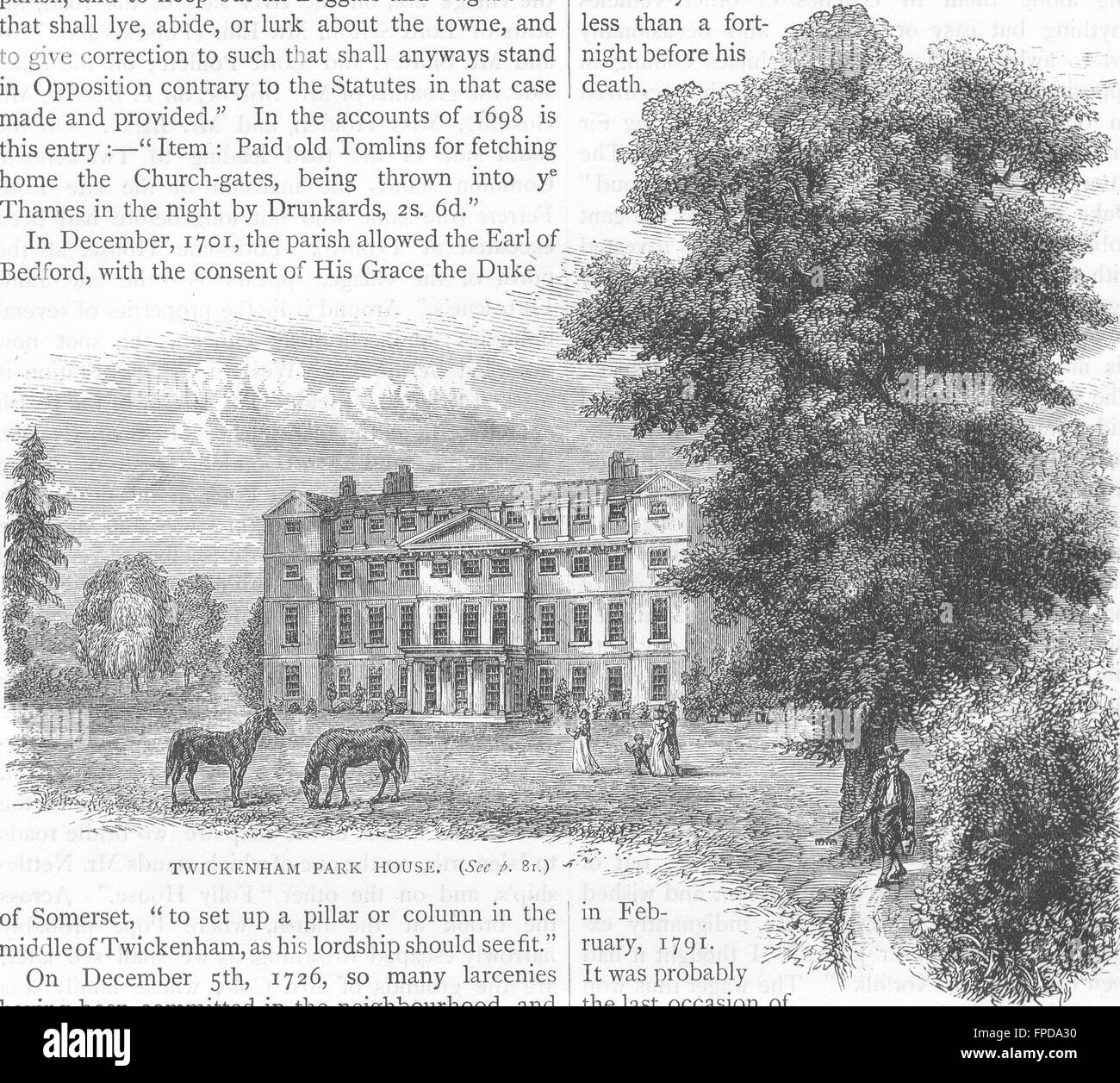 TWICKENHAM Twickenham Park House, antique print 1888 Stock Photo Alamy